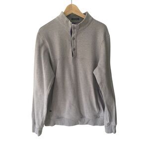 Turtleson Henley Sweatshirt Mens Gray Snap Long Sleeve Golf Pullover Sz L